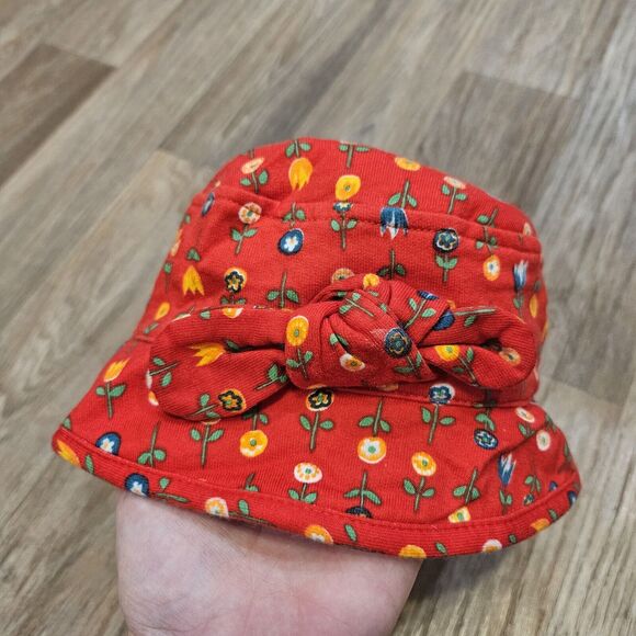 Vtg The Limited Bucket Hat Baby Size S 6-12mos Red Orange Retro Cottage Boho - Picture 3 of 9